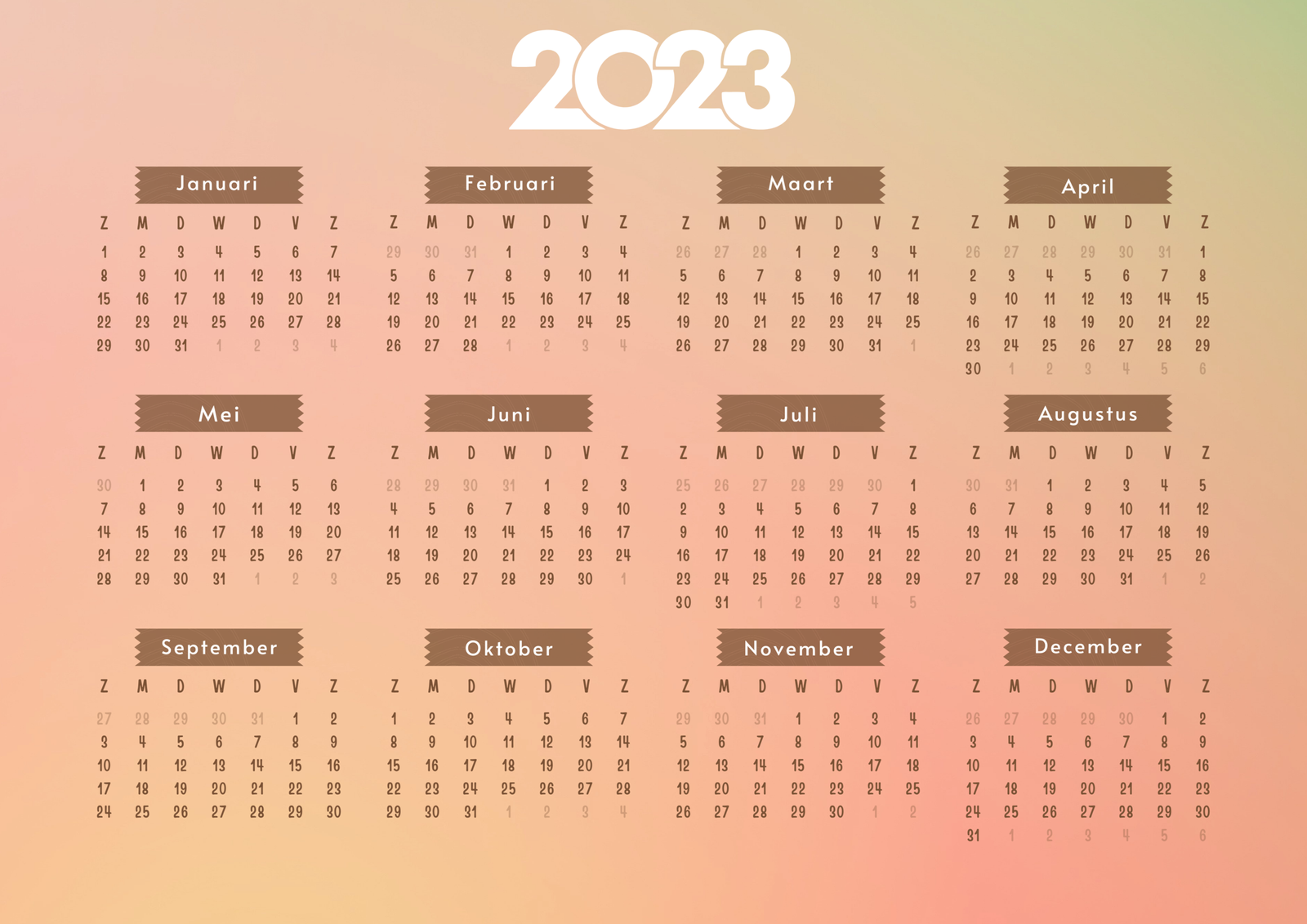 Print thuis je eigen kalender voor 2023